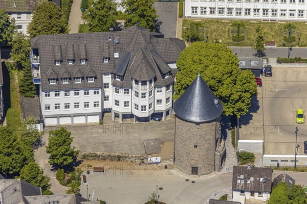 Aerial view, Bieketurm, Attendorn, Sauerland, North Rhine-Westphalia, Germany, DE, Europe, aerial