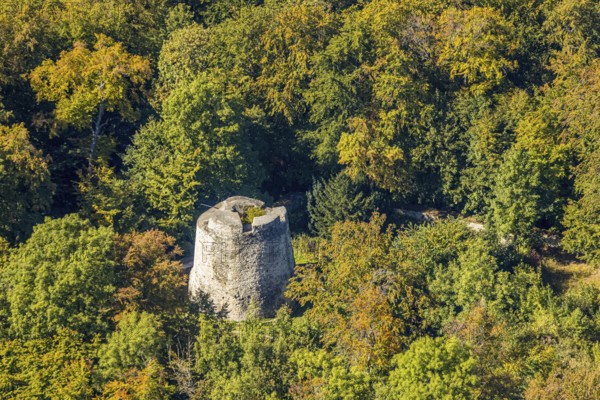 Aerial photo, Iburg, ruin, Bad Driburg, Ostwestfalen-Lippe, North Rhine-Westphalia, Germany,