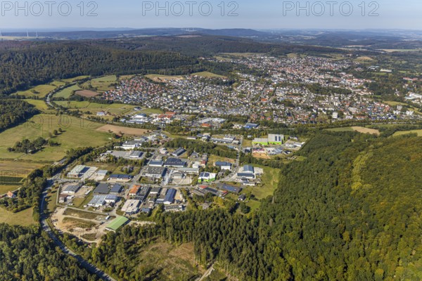 Aerial view, industrial area south, local view, Bad Driburg, East Westphalia-Lippe, North