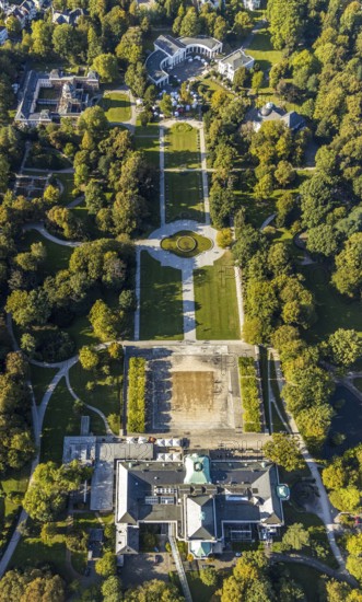 Aerial view, State Spa Bad Oeynhausen, GOP Varieté Theatre Kaiserpalais, Fountain in the spa