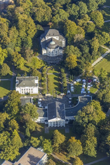 Aerial view, Bad Oeynhausen state bath, Wandelhalle, theatre in the park, spa gardens, Bad
