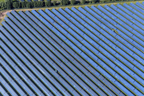 Aerial view, solar park, at the federal road B64, Herste, Bad Driburg, Ostwestfalen-Lippe, North