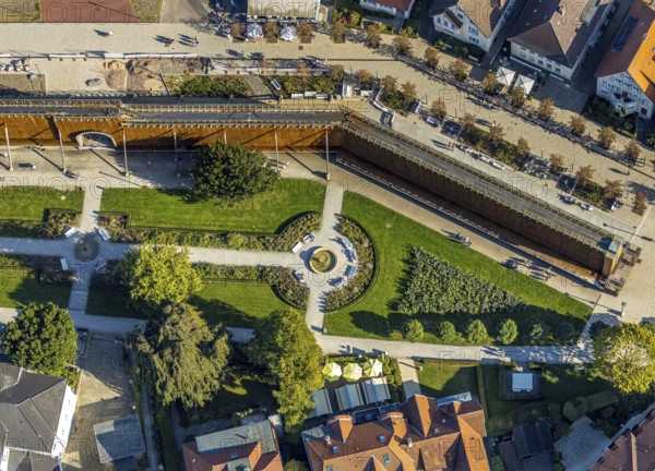 Aerial photo, graduation works Bad Salzuflen, rose garden, Bad Salzuflen, East Westphalia-Lippe,