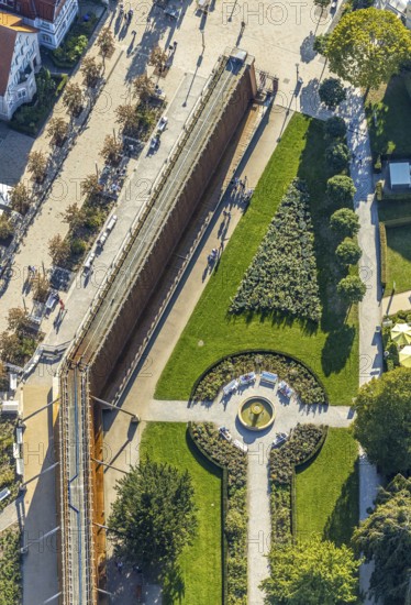 Aerial photo, graduation works Bad Salzuflen, rose garden, Bad Salzuflen, East Westphalia-Lippe,
