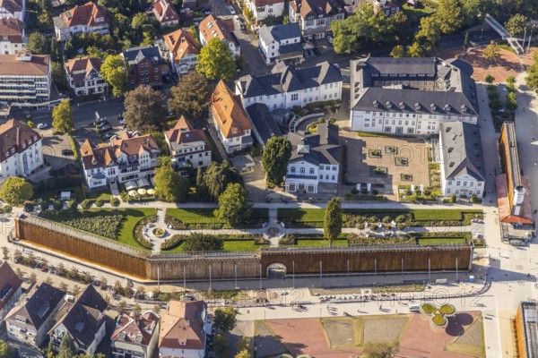 Aerial photo, graduation works Bad Salzuflen, rose garden, Bad Salzuflen, East Westphalia-Lippe,