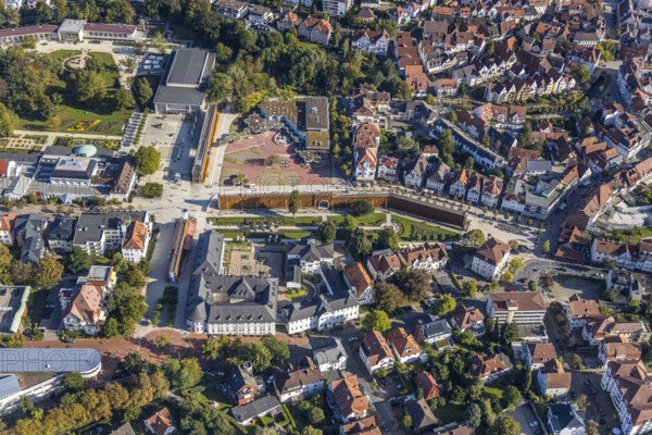Aerial photo, graduation works Bad Salzuflen, rose garden, Bad Salzuflen, East Westphalia-Lippe,