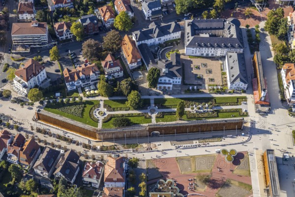 Aerial photo, graduation works Bad Salzuflen, rose garden, Bad Salzuflen, East Westphalia-Lippe,