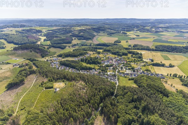 Aerial view, aerial view of Eisborn, Balve, Sauerland, North Rhine-Westphalia, Germany, DE, village