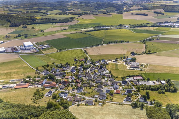 Aerial view, local view district Höveringhausen, Balve, Sauerland, North Rhine-Westphalia, Germany,