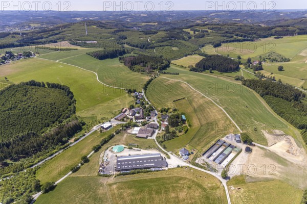 Aerial view, Schultenhof, Leveringhausen 1, Balve, Sauerland, North Rhine-Westphalia, Germany,
