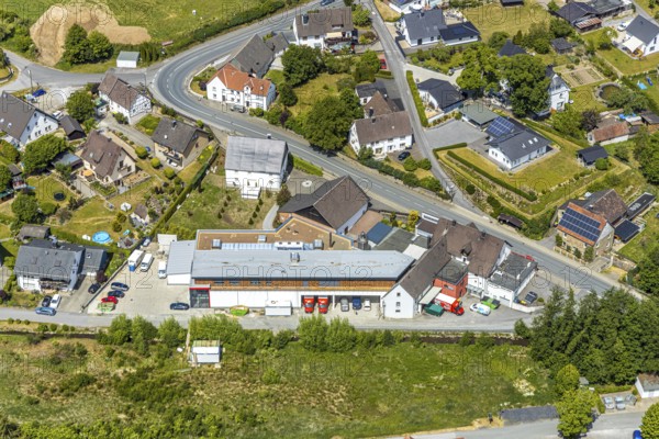 Aerial view, Goldbäckerei Grote GmbH, Sunderner Straße, Balve, Sauerland, North Rhine-Westphalia,