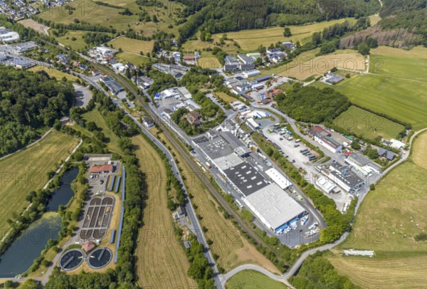 Aerial view, industrial area Helle, Chemische Fabrik Wocklum Gebr. Hertin, Glärbach, Ruhrverband