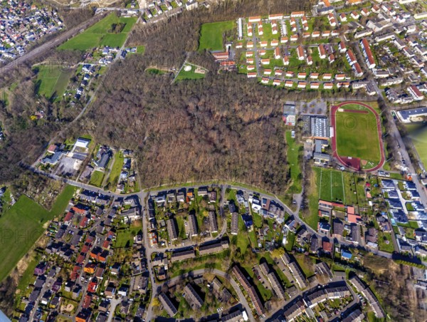 Aerial view, former area of the Roman camp Bergkamen, Oberaden, Bergkamen, Ruhr area, North