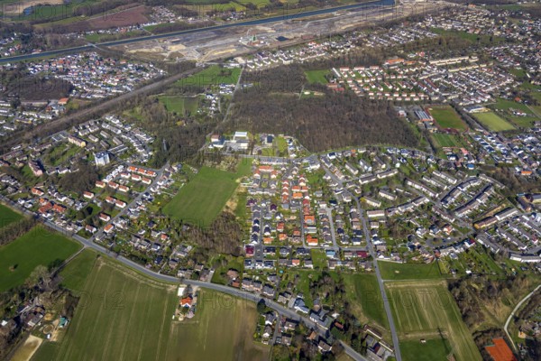 Aerial view, former area of the Roman camp Bergkamen, Oberaden, Bergkamen, Ruhr area, North