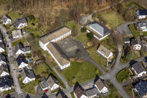 Aerial view, Anne-Frank-Schule Ostwig, gymnasium Ostwig, Bestwig, North Rhine-Westphalia, Germany,
