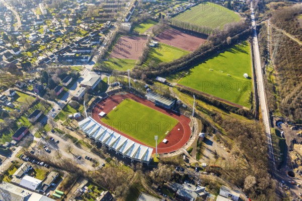 Aerial view, Lohrheide stadium, Leithe, Bochum, Ruhr area, North Rhine-Westphalia, Germany, DE,
