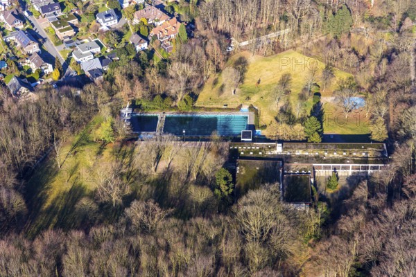 Aerial view, WasserWelten Bochum Hallenfreibad Höntrop, Am Südpark, Höntrop, Bochum, Ruhr area,