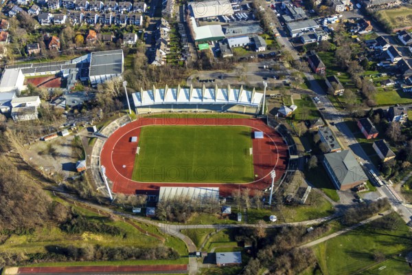 Aerial view, Lohrheide stadium, Leithe, Bochum, Ruhr area, North Rhine-Westphalia, Germany, DE,