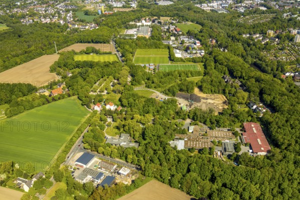Aerial view, sports facility VfL Bochum, construction site Hiltroper Straße, workshop Constantin
