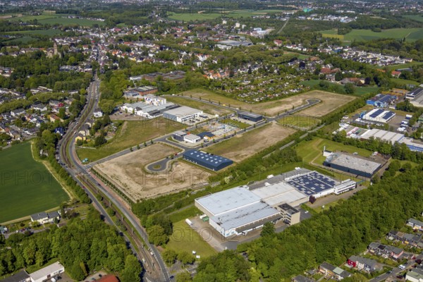 Aerial view, construction site, new industrial estate An der Salzstraße, district Hiltrop, Bochum,