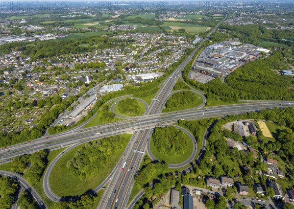 Aerial view, motorway junction Bochum, Ruhr Park shopping centre, Bochum, Ruhr area, North