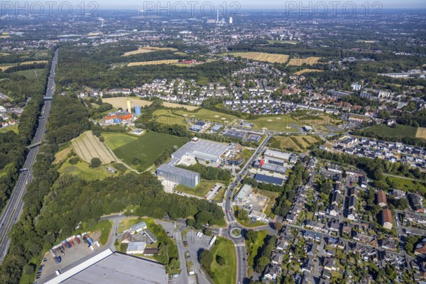 Aerial view, industrial park Hiltrop, Bochum, Ruhr area, North Rhine-Westphalia, Germany, DE,
