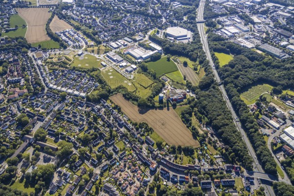 Aerial view, industrial park Hiltrop, Bochum, Ruhr area, North Rhine-Westphalia, Germany, DE,