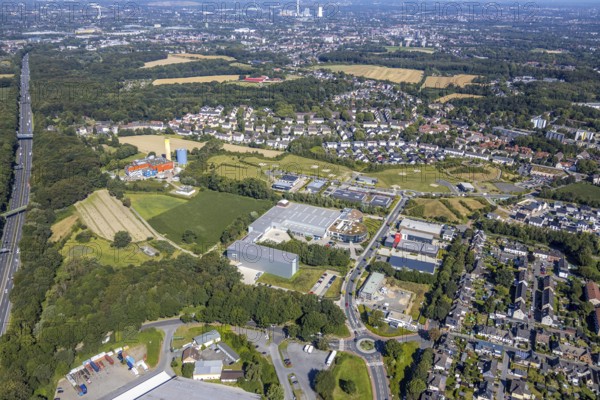 Aerial view, industrial park Hiltrop, Bochum, Ruhr area, North Rhine-Westphalia, Germany, DE,