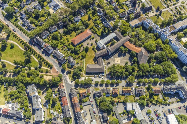 Aerial view, civic hall Wattenscheid, Märkische Schule Wattenscheid, Bochum-Wattenscheid, Ruhr