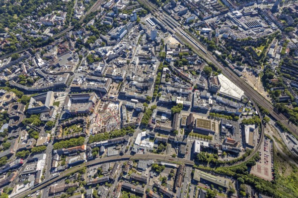 Aerial view, overview Bochum city centre vertical with Hans-Böckler-Straße, Viktoriastraße and old