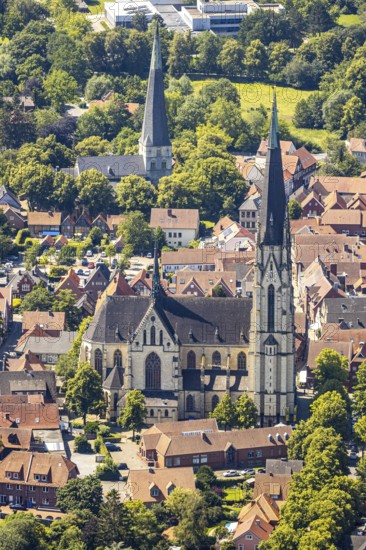 Aerial view, Cathedral St. Ludgerus Billerbeck, parish church St. Johann, Billerbeck, Münsterland,