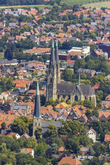 Aerial view, city centre view, Dom St. Ludgerus Billerbeck, parish church St. Johann, Billerbeck,