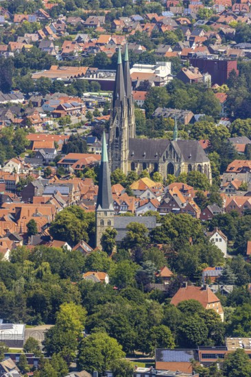 Aerial view, city centre view, Dom St. Ludgerus Billerbeck, parish church St. Johann, Billerbeck,