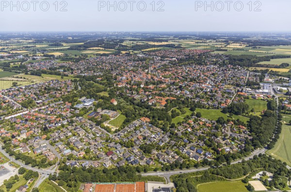 Aerial view, local view, Cathedral St. Ludgerus Billerbeck, parish church St. Johann, Billerbeck,
