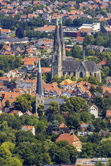 Aerial view, city centre view, Dom St. Ludgerus Billerbeck, parish church St. Johann, Billerbeck,