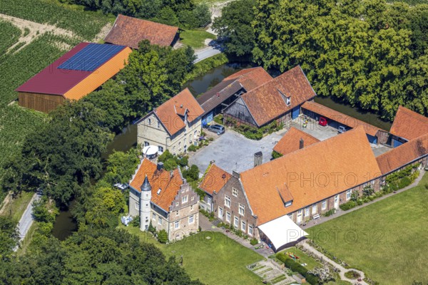 Aerial view, Haus Runde, event location, Billerbeck, Münsterland, North Rhine-Westphalia, Germany,
