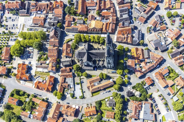 Aerial view, Dom St. Ludgerus Billerbeck, Billerbeck, Münsterland, North Rhine-Westphalia, Germany,
