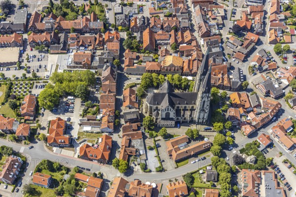 Aerial view, Dom St. Ludgerus Billerbeck, Billerbeck, Münsterland, North Rhine-Westphalia, Germany,