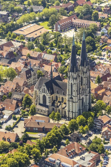 Aerial view, Dom St. Ludgerus Billerbeck, Billerbeck, Münsterland, North Rhine-Westphalia, Germany,