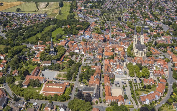 Aerial view, Dom St. Ludgerus Billerbeck, parish church St. Johann, town centre, Billerbeck,