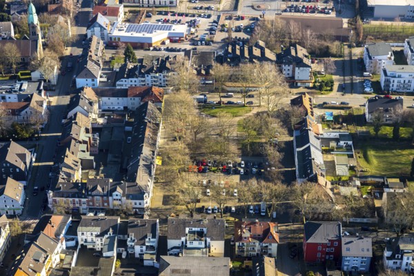 Aerial view, Gether Markt, rope disc Lothringen colliery, Gerthe, Bochum, Ruhr area, North
