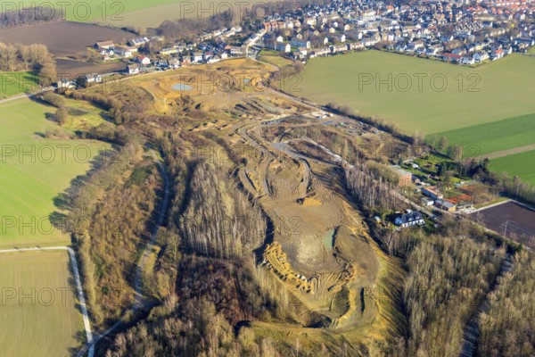 Aerial view, construction site Harpener Bach, Harpener Hellweg, Werne, Bochum, Ruhr area, North
