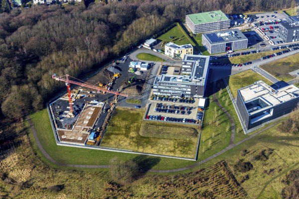 Aerial view, health campus south, construction site, Querenburg, Bochum, Ruhr area, North