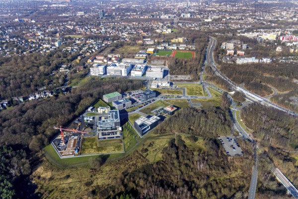 Aerial view, Health Campus North and Health Campus South, construction site, Querenburg, Bochum,