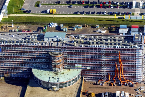 Aerial view, MARK 51Â°7 industrial estate, former Opel site with old administration building, Laer,