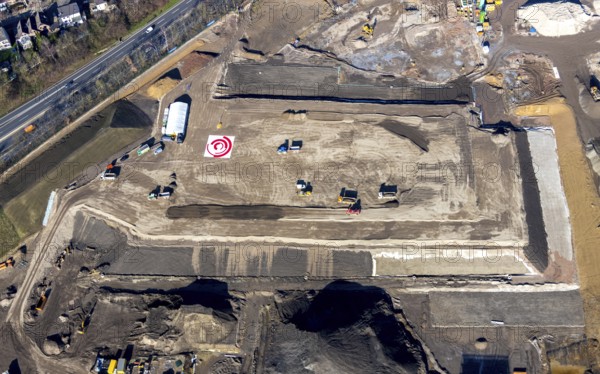 Aerial view, MARK 51Â°7 industrial estate, construction site former Opel site, Laer, Bochum, Ruhr