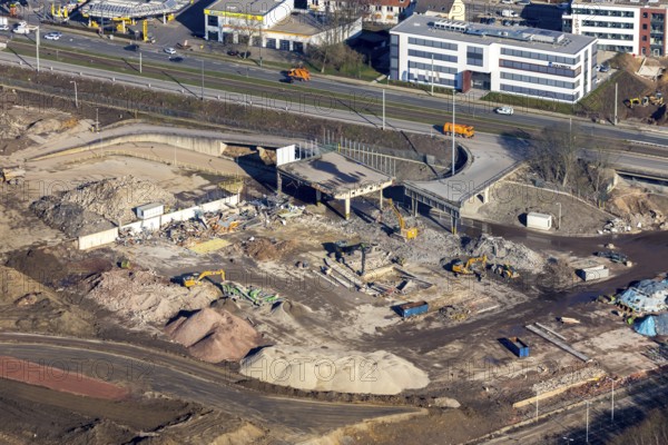 Aerial view, MARK 51Â°7 industrial estate, construction site former Opel site, Laer, Bochum, Ruhr