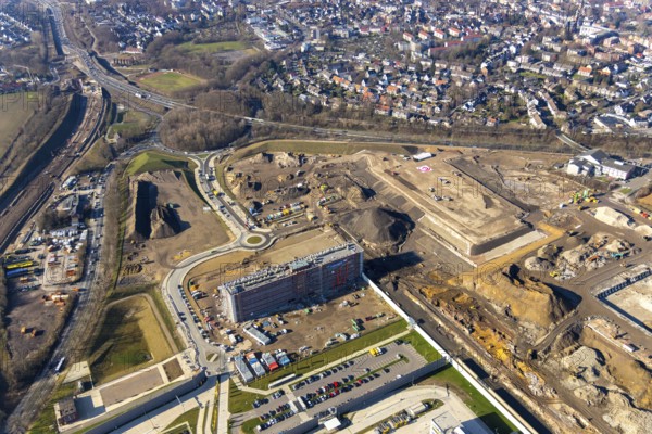 Aerial view, MARK 51Â°7 industrial estate, former Opel site with old administration building, Laer,