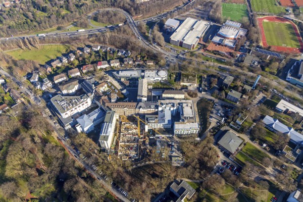 Aerial view, St. Josef Hospital Bochum, Ruhr University Hospital Bochum, construction site new