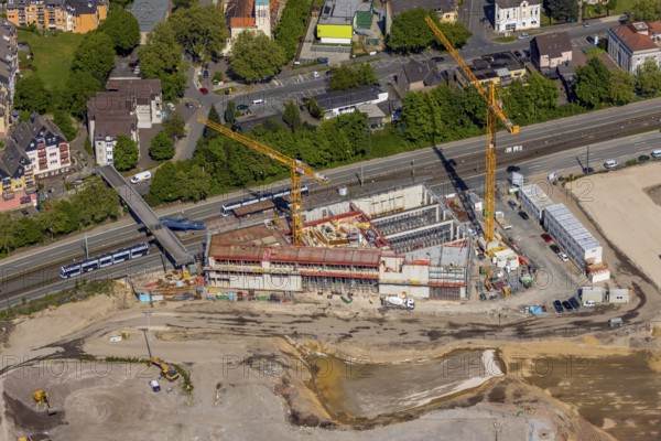 Aerial view, construction site former Opel site, Hans-Dobbertin-Straße, Laer, Bochum, Ruhr area,